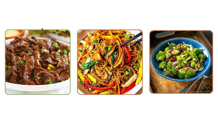 This week's bento, Bulgogi Beef, Japchae Korean Glass Noodles, Ponzu Broccoli